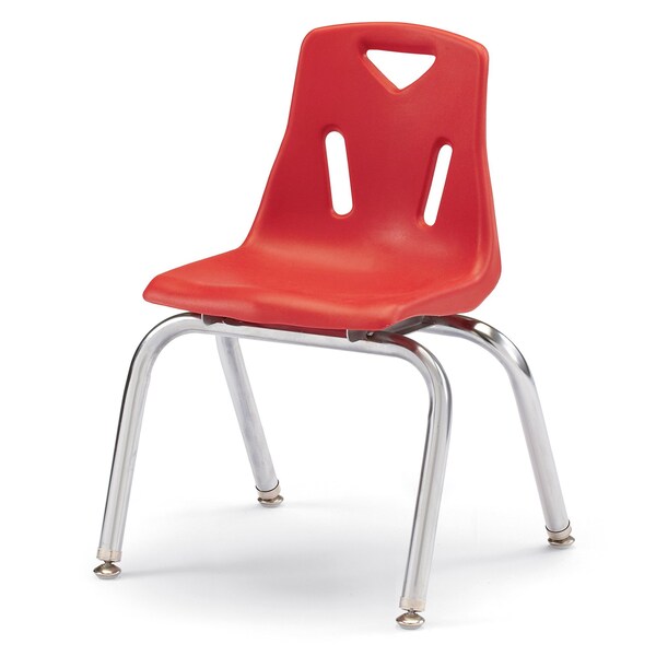 Berries Stacking Chairs with Chrome-Plated Legs, 14 in. Ht, Set of 6, Red